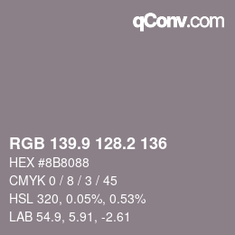Color code: RGB 139.9 128.2 136 | qconv.com