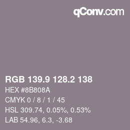 Color code: RGB 139.9 128.2 138 | qconv.com