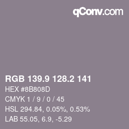 Color code: RGB 139.9 128.2 141 | qconv.com