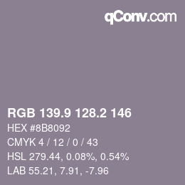 Color code: RGB 139.9 128.2 146 | qconv.com