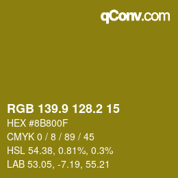 カラーコード: RGB 139.9 128.2 15 | qconv.com