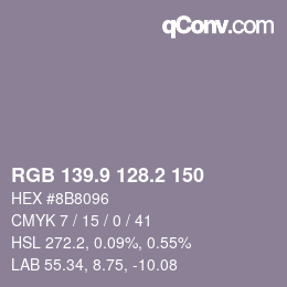 Color code: RGB 139.9 128.2 150 | qconv.com