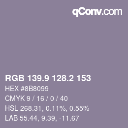 Color code: RGB 139.9 128.2 153 | qconv.com