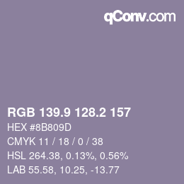 Color code: RGB 139.9 128.2 157 | qconv.com