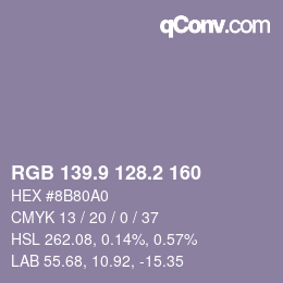 Color code: RGB 139.9 128.2 160 | qconv.com