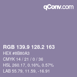 Color code: RGB 139.9 128.2 163 | qconv.com