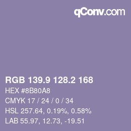 Color code: RGB 139.9 128.2 168 | qconv.com