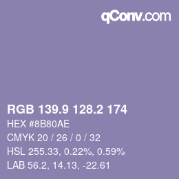 Color code: RGB 139.9 128.2 174 | qconv.com