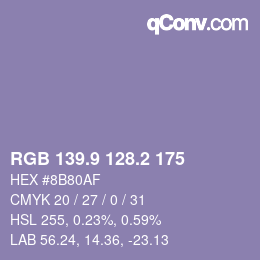 Color code: RGB 139.9 128.2 175 | qconv.com