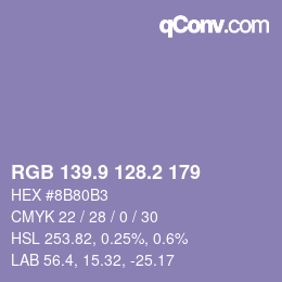 Farbcode: RGB 139.9 128.2 179 | qconv.com