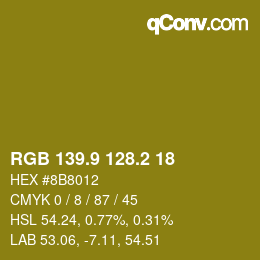 カラーコード: RGB 139.9 128.2 18 | qconv.com