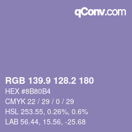 Color code: RGB 139.9 128.2 180 | qconv.com