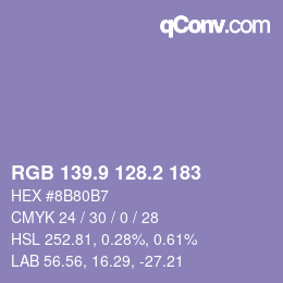 カラーコード: RGB 139.9 128.2 183 | qconv.com
