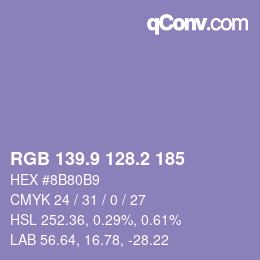 Color code: RGB 139.9 128.2 185 | qconv.com