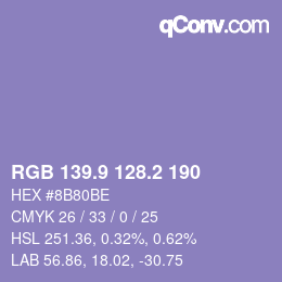 Color code: RGB 139.9 128.2 190 | qconv.com
