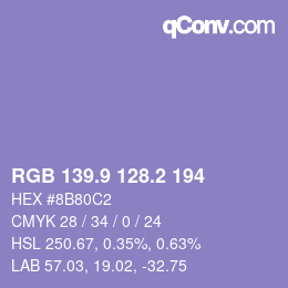 Color code: RGB 139.9 128.2 194 | qconv.com