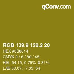 カラーコード: RGB 139.9 128.2 20 | qconv.com