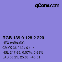 カラーコード: RGB 139.9 128.2 220 | qconv.com