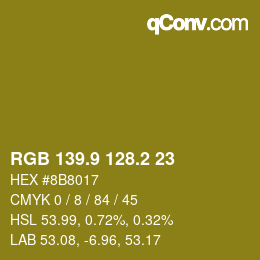 カラーコード: RGB 139.9 128.2 23 | qconv.com