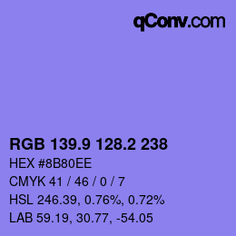 カラーコード: RGB 139.9 128.2 238 | qconv.com