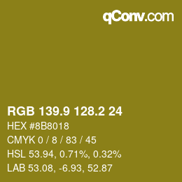 カラーコード: RGB 139.9 128.2 24 | qconv.com