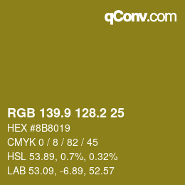 カラーコード: RGB 139.9 128.2 25 | qconv.com