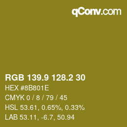 カラーコード: RGB 139.9 128.2 30 | qconv.com