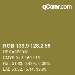 Color code: RGB 139.9 128.2 56 | qconv.com