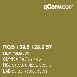 Color code: RGB 139.9 128.2 57 | qconv.com