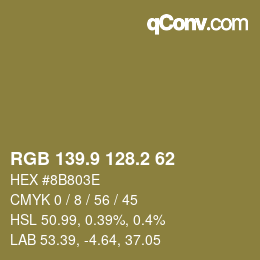 Color code: RGB 139.9 128.2 62 | qconv.com