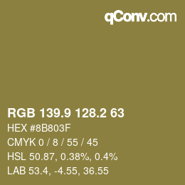Color code: RGB 139.9 128.2 63 | qconv.com