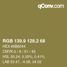 Color code: RGB 139.9 128.2 68 | qconv.com