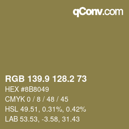 Color code: RGB 139.9 128.2 73 | qconv.com