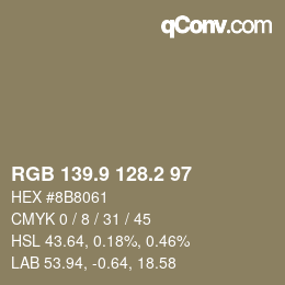 Color code: RGB 139.9 128.2 97 | qconv.com