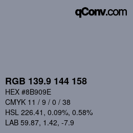 Color code: RGB 139.9 144 158 | qconv.com