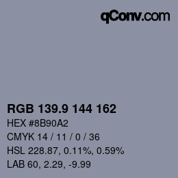 カラーコード: RGB 139.9 144 162 | qconv.com