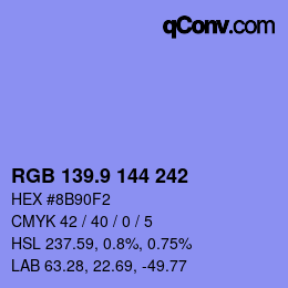 カラーコード: RGB 139.9 144 242 | qconv.com