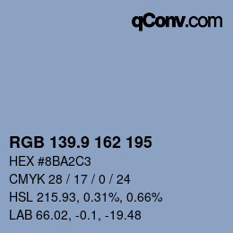 カラーコード: RGB 139.9 162 195 | qconv.com