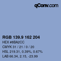 カラーコード: RGB 139.9 162 204 | qconv.com