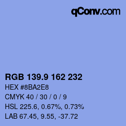 カラーコード: RGB 139.9 162 232 | qconv.com