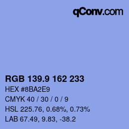 カラーコード: RGB 139.9 162 233 | qconv.com
