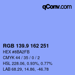 カラーコード: RGB 139.9 162 251 | qconv.com