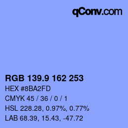 カラーコード: RGB 139.9 162 253 | qconv.com