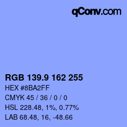 カラーコード: RGB 139.9 162 255 | qconv.com