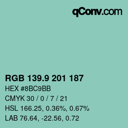 カラーコード: RGB 139.9 201 187 | qconv.com