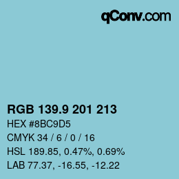 カラーコード: RGB 139.9 201 213 | qconv.com