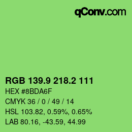 カラーコード: RGB 139.9 218.2 111 | qconv.com
