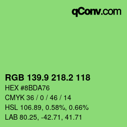 カラーコード: RGB 139.9 218.2 118 | qconv.com