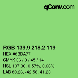 カラーコード: RGB 139.9 218.2 119 | qconv.com