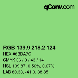 カラーコード: RGB 139.9 218.2 124 | qconv.com